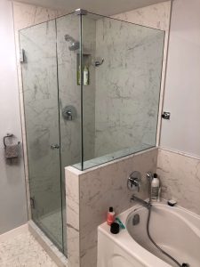 Custom fit glass shower enclosure